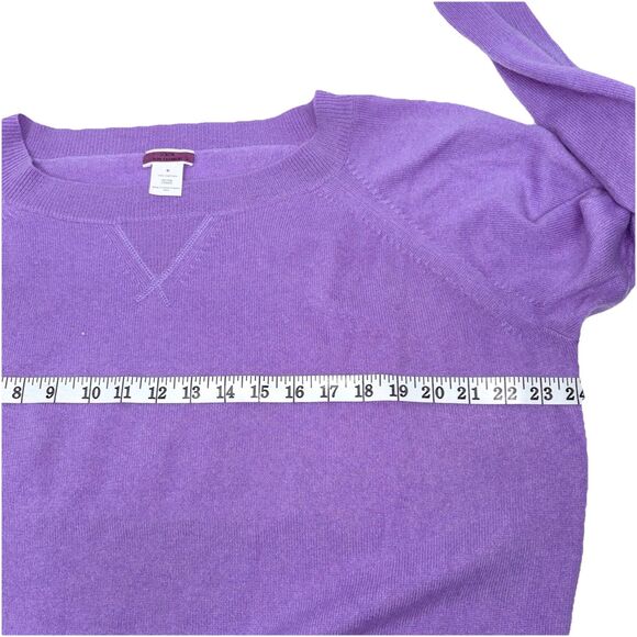 Vtg J.Crew Italian Yarn Cashmere Scoop neck Sweater Womens Lavender Pullover Med - Picture 8 of 10